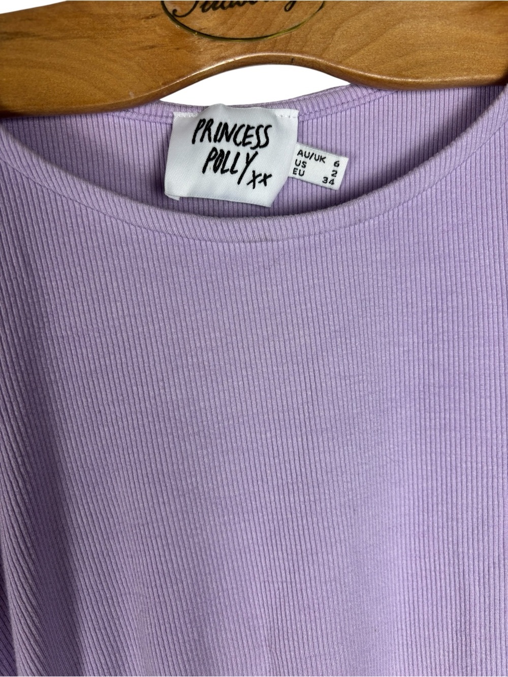 Princess Polly Lilac Ruched Side Ribbed Crop Top XS - Picture 6 of 9